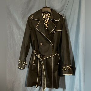 GAP Women's Black Trench Coat with White Piping